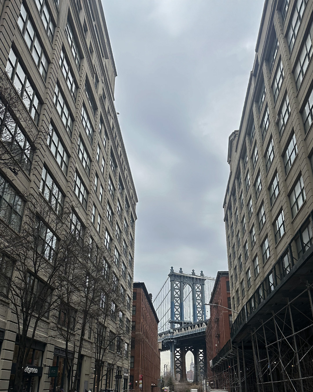 Manhattan Bridge with Empire State Building underneath